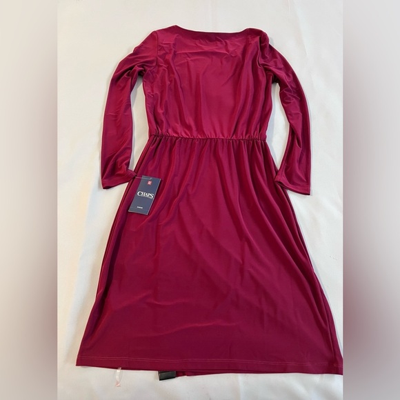 Chaps Red Black waist faux  dress‎ with faux leather detail Sz Small NWT! - Picture 10 of 11